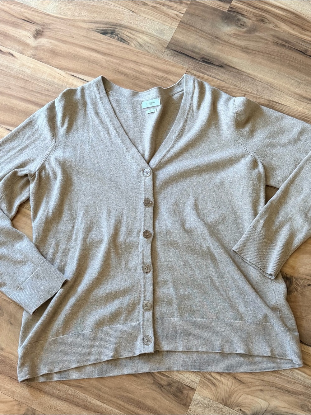Light Taupe V-Neck Button Cardigan Sweater - Unbrand